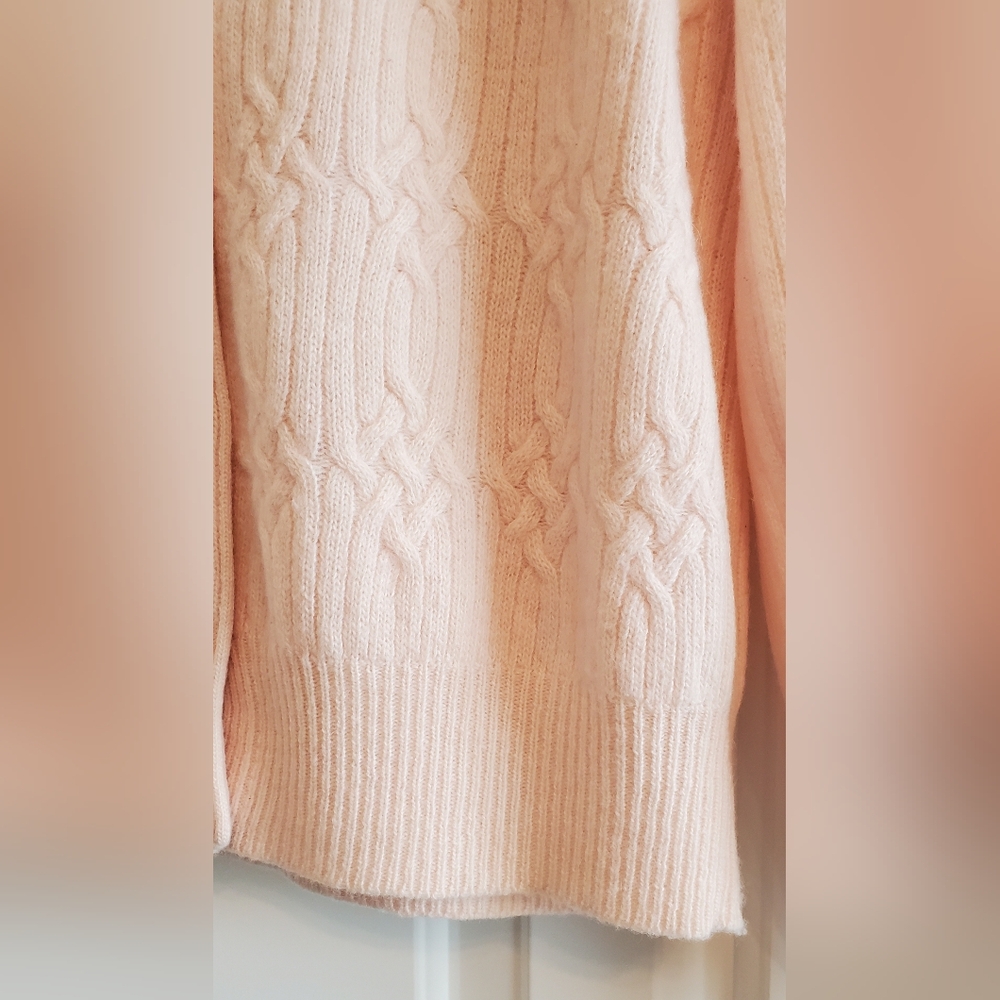 Vintage Womens Lambswool Angora Blend Light Pink Grandmacore Cardigan Sweater - Picture 3 of 7